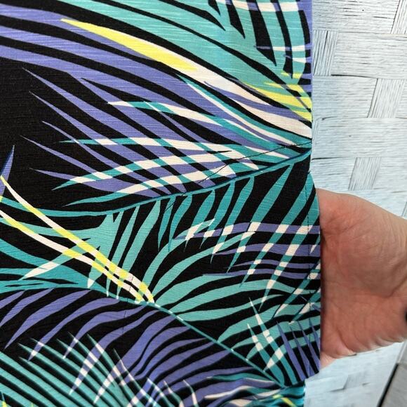 Talbots women's tropical sleeveless midi dress blue Green pockets costal grandma - Picture 4 of 15